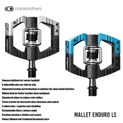 CRANKBROTHERS MALLET ENDURO LS PEDALS  6061-T6 Aluminum  94mm x 75mm Concave platform for secure foothold