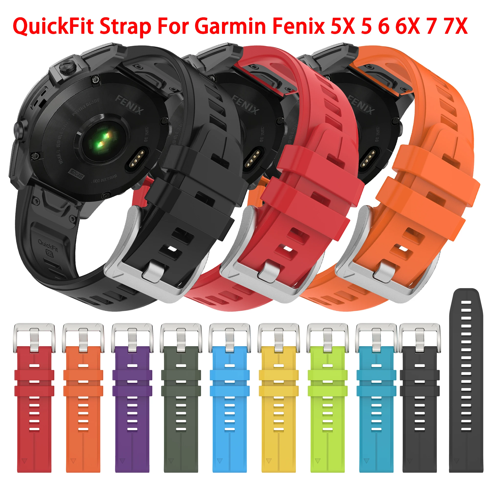 

QuickFit 22mm 26mm Soft Silicone Strap for Fenix 5 5X 6 6X 7 7X Pro Fenix 8 Epix Gen 2 Pro Tactix 8 47 51mm 965 Bracelet