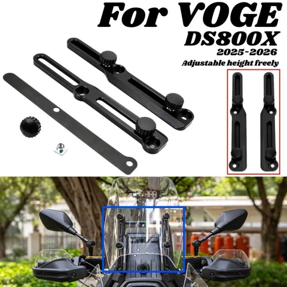 For VOGE DS800X 25-2026 Rally Adjusters Windshield Bracket Dome Height Regulator Adjuster Black Bracket Adjustable Height Freely
