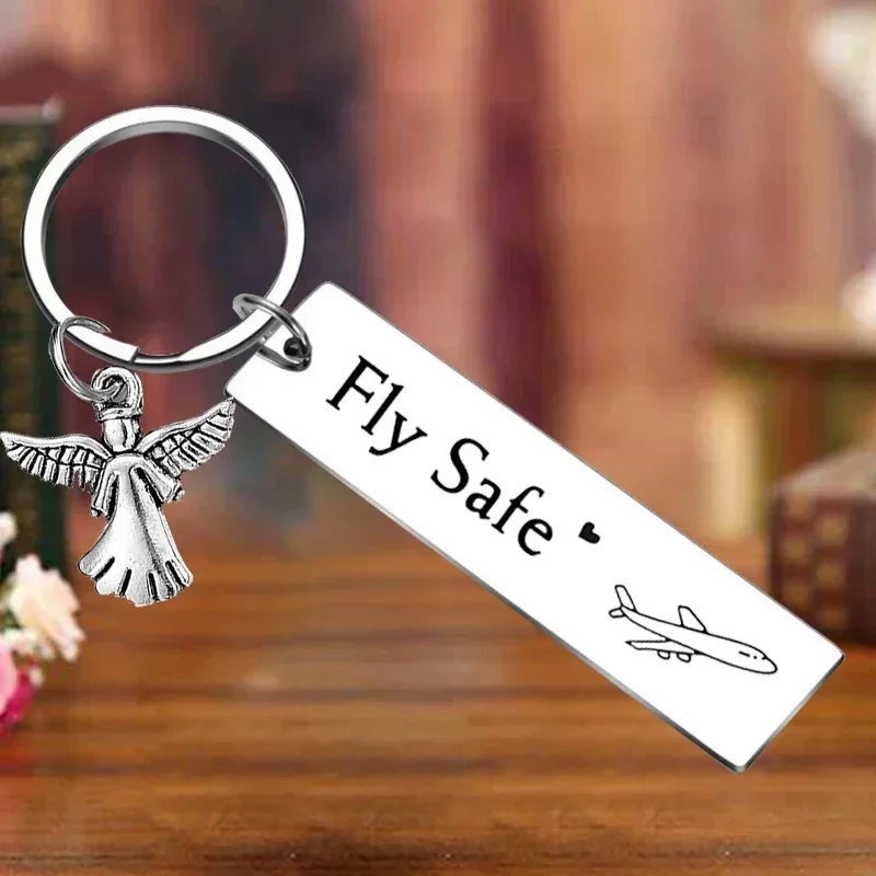 Metal Flight Attendant Gifts Keychain Tour Guide Gift Stewardess Key Chain Pendant Safe Trip Flight Attendant Gift Aviator Gift