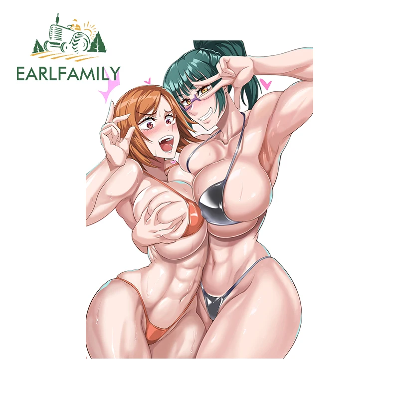EARLFAMILY 13cm X 9.3cm Nobara Kugisaki Maki Zenin Original Car Stickers Chest NSFW Bikini Waifu Decal Personality Accessories