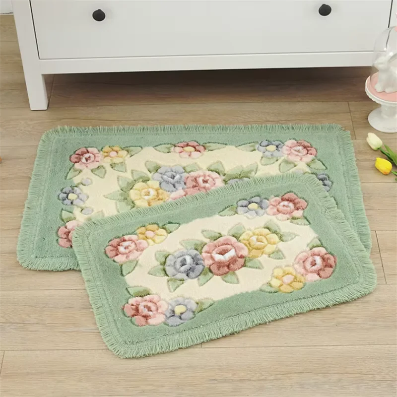 Rural Style Floor Mat Thickened Entrance Door Mat Bathroom Absorbent Foot Pad Bedroom Rectangular Carpet Multiple Sizes