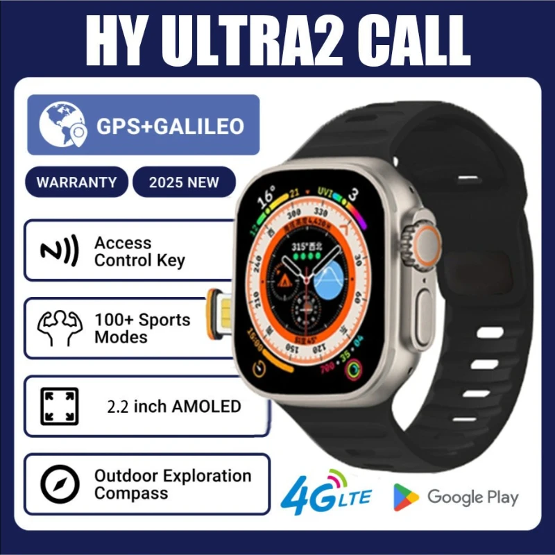 

HW ultra2 cal Max Smartwatch с функцией 4G5G Andorid90 800 Вт WIFI GPS Положение HR Google Player Приложение Загрузка S10 Ultra