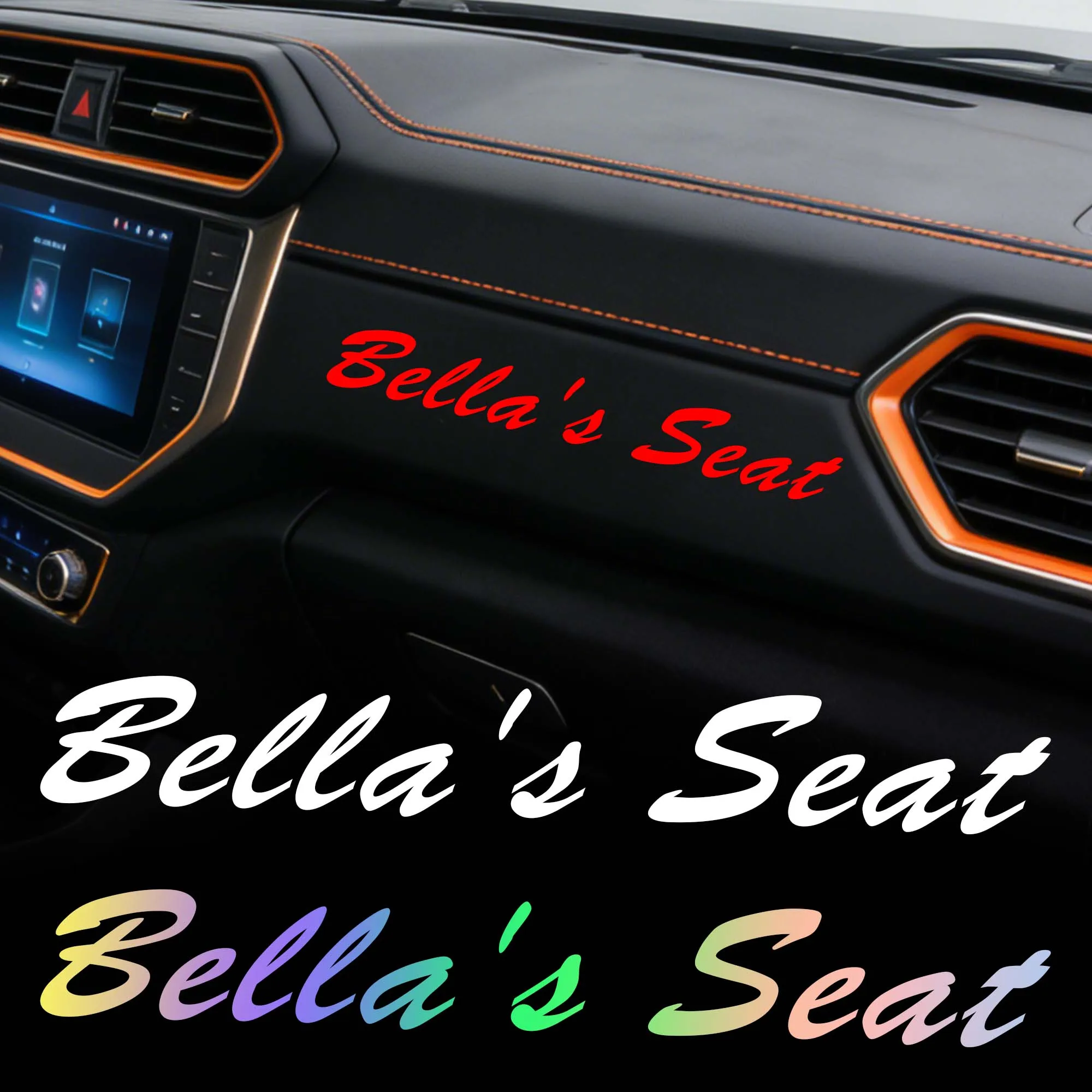 1PC Custom Girlfriend Name Car Seat Sticker Elegant Handwritten Font for Car Window Passenger Seat Motorcycle Couple Vinyl Decal