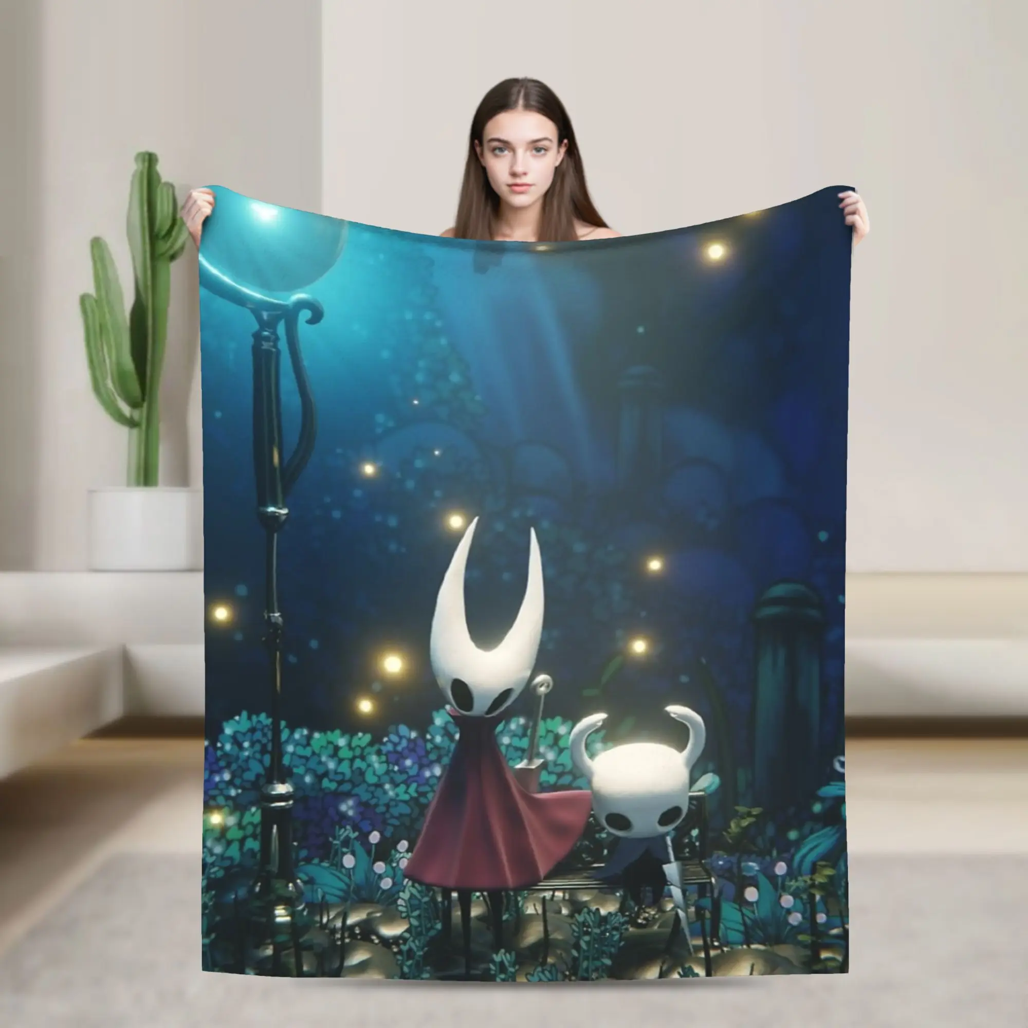 

Knight and Hornet rest Knitted Blanket Hollow Knight Silksong Flannel Throw Blanket Travel Decoration Ultra-Soft Warm Bedspreads