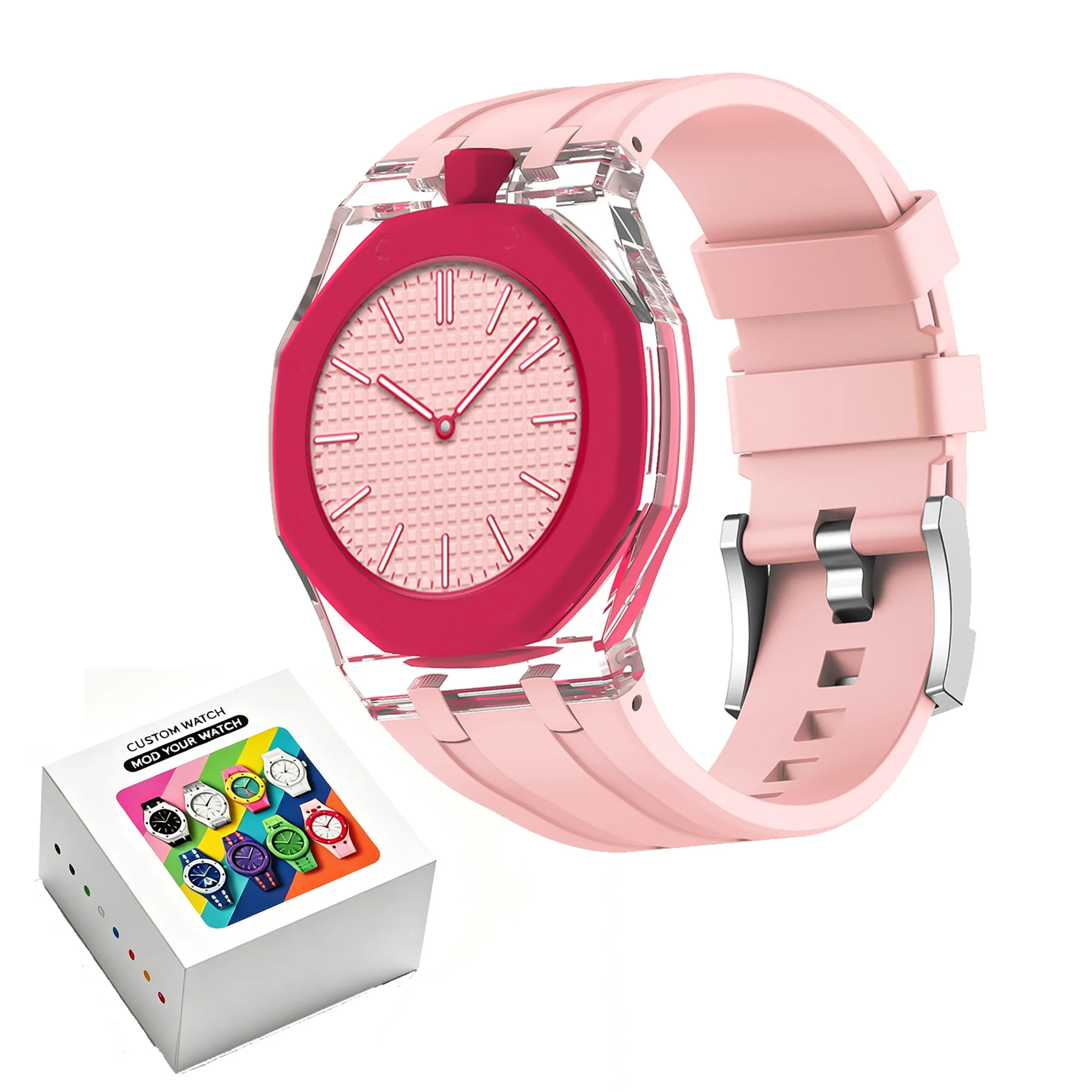 Luxury High-Transparency Case+Liquid Silicone Strap For Swatch x AP Royal POP All-in-One Replacement Bracelet Band Accessories