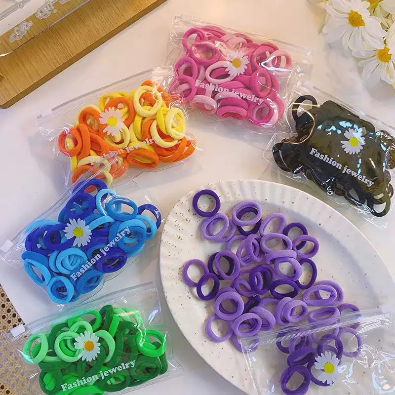 

50Pcs/Set Girls Elastic Hair Bands Colorful Nylon Headband Hair Accessories Kids Rubber Band Scrunchie Headdress Ornaments