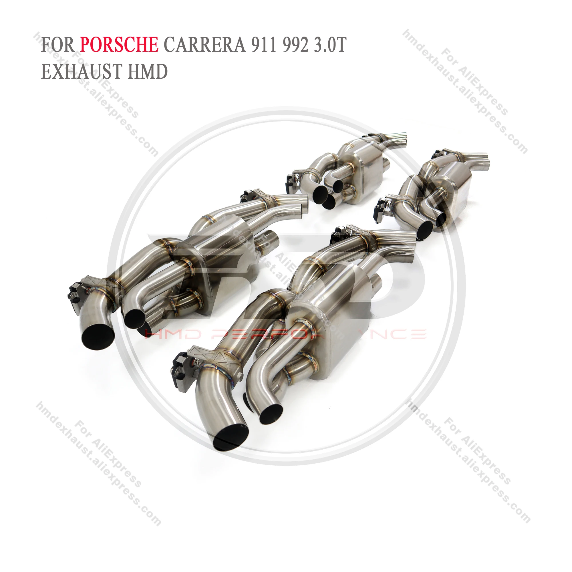 HMD Exhaust System Stainless Steel Performance Catback for Porsche 911 992 Carrera 3.0T Muffler With Valve