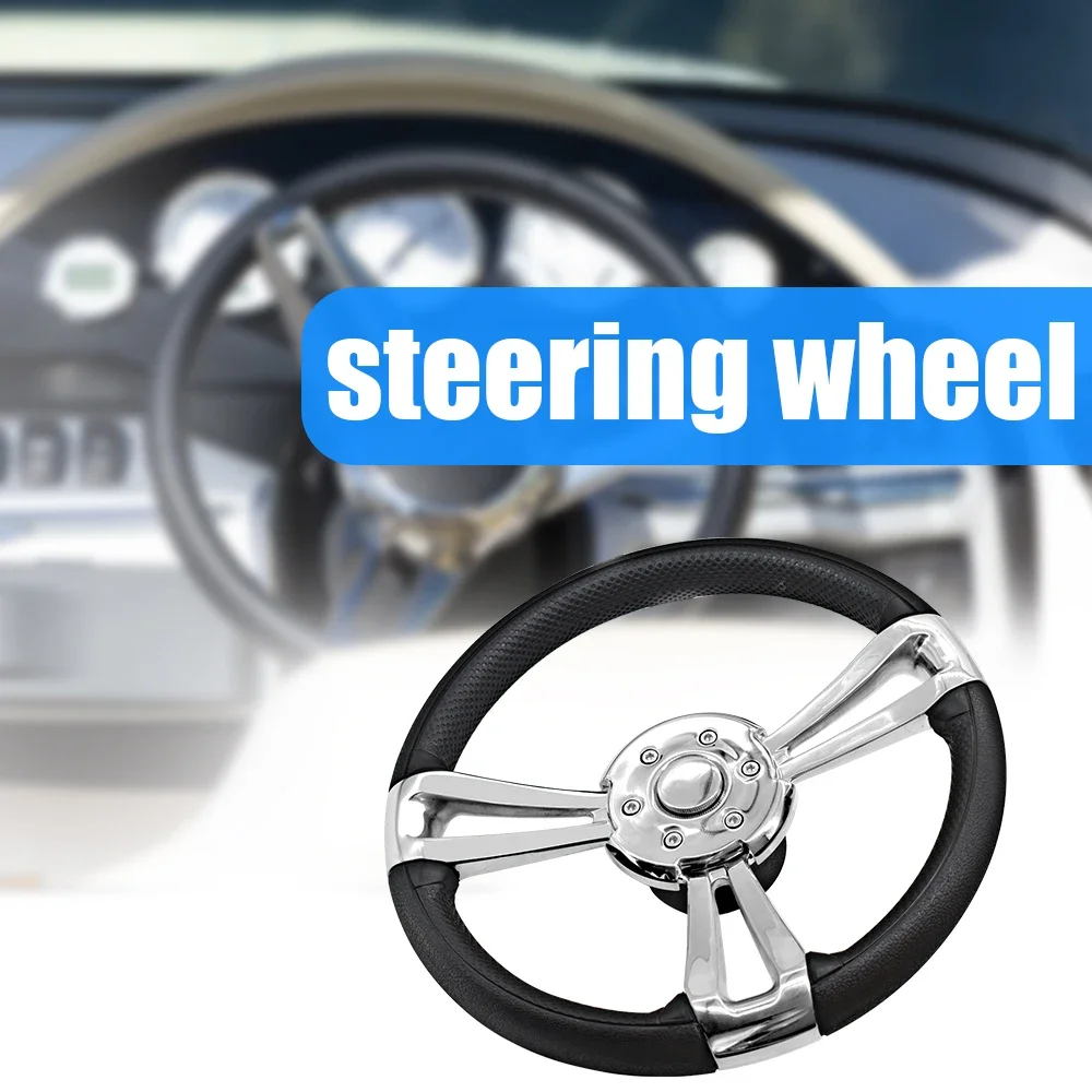 New Style Stainless Steel Marine Steering Wheel With Black PU Foam 13.5 Inch Wheel