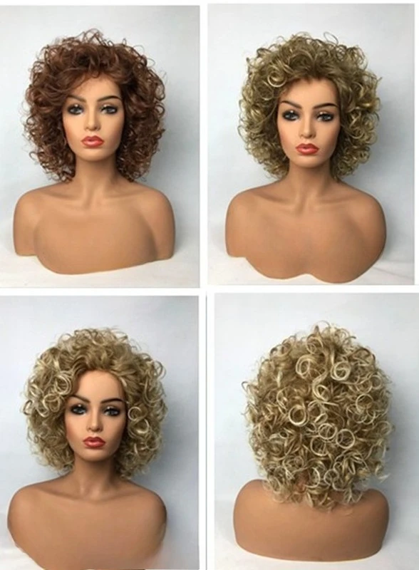 

New Women Wig Short Wavy Curly Wig Ladies Hair Fluffy Wig Brown Blonde Wigs