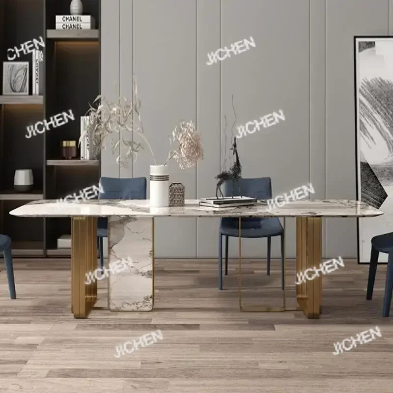 

HS минималистичный дизайн, прямоугольный мраморный стол для кухни, обеденный набор, 4 стула, современный кухонный стол для столовой, мебель для дома