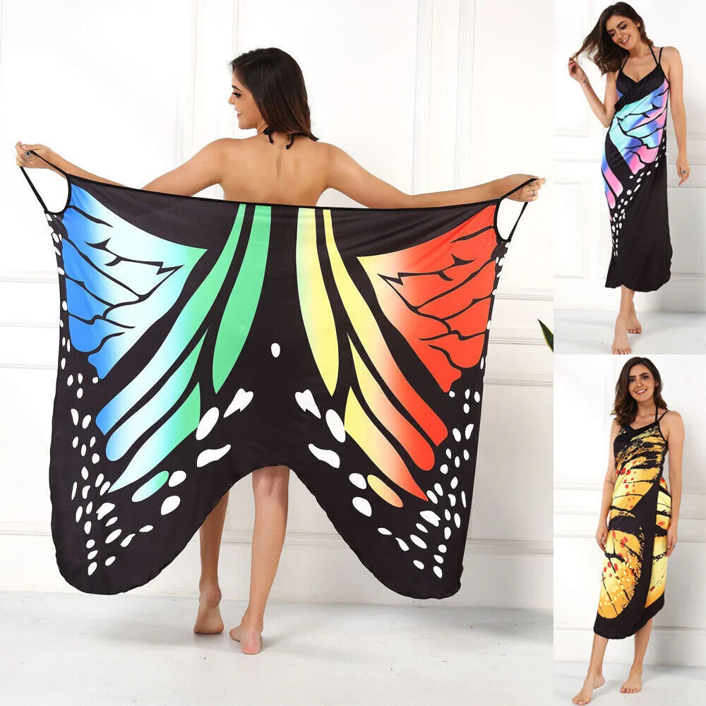 Butterfly Wing Dress Large Size Bikini Swimwear Swimsuit Fairy Cape Halloween Party Costume Accessories Dancing Props Decor