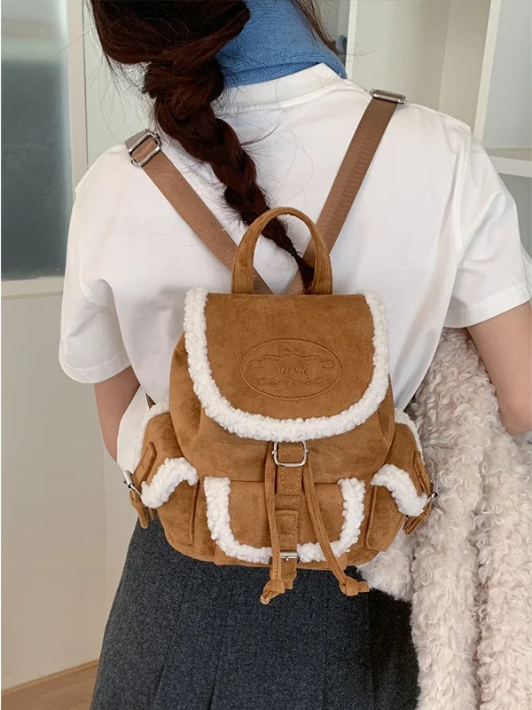 

Retro Lamb Velvet Bapa Women's Autumn Winter Commuter Bag Small Design Student Casual Simple Sle Soft Leather Bag