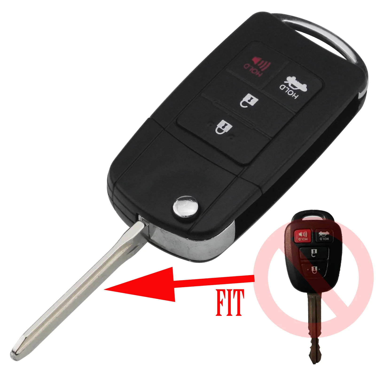 Jingyuqin 2/3/4 ปุ่มเปลี่ยนพับรถ Key SHELL REMOTE ดัดแปลงสำหรับ Toyota Prius RAV4 Camry รีโมทคอนโทรล key จัดแต่งทรงผม