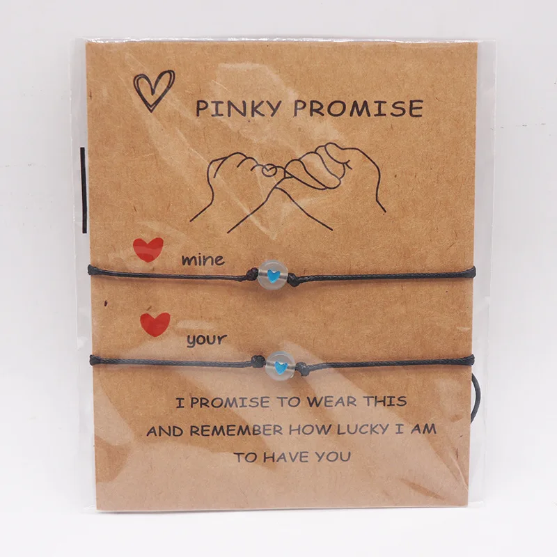 New Simple Nightlight Love Lucky Beads Friendship Couple Hook Card Bracelet Adjustable Bracelet