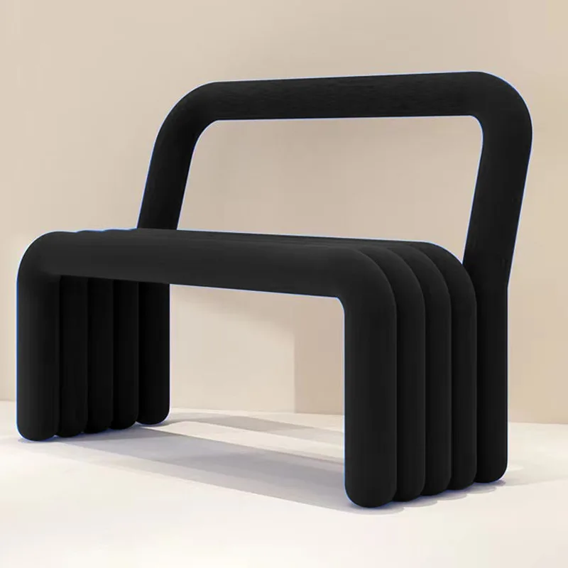 Light luxury leisure bench, simple steel frame fabric double backrest chair, shopping mall leisure chair, straight sofa bench