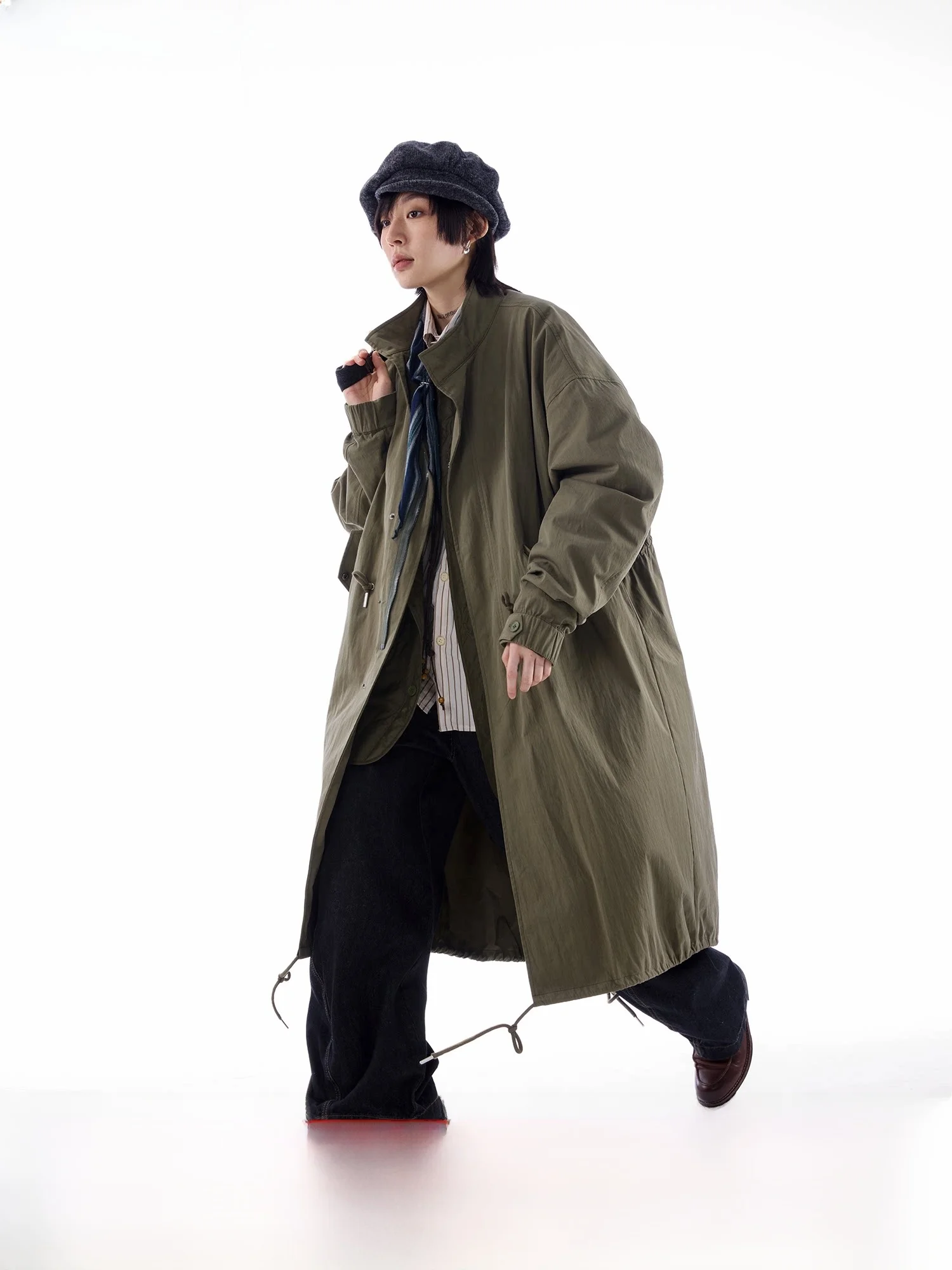 

Sameuoo Lightweight Long Women's Jaet Neutral Sle Spring Coat Commute Simple Loose Fit Zipper Closure Cotton Nylon