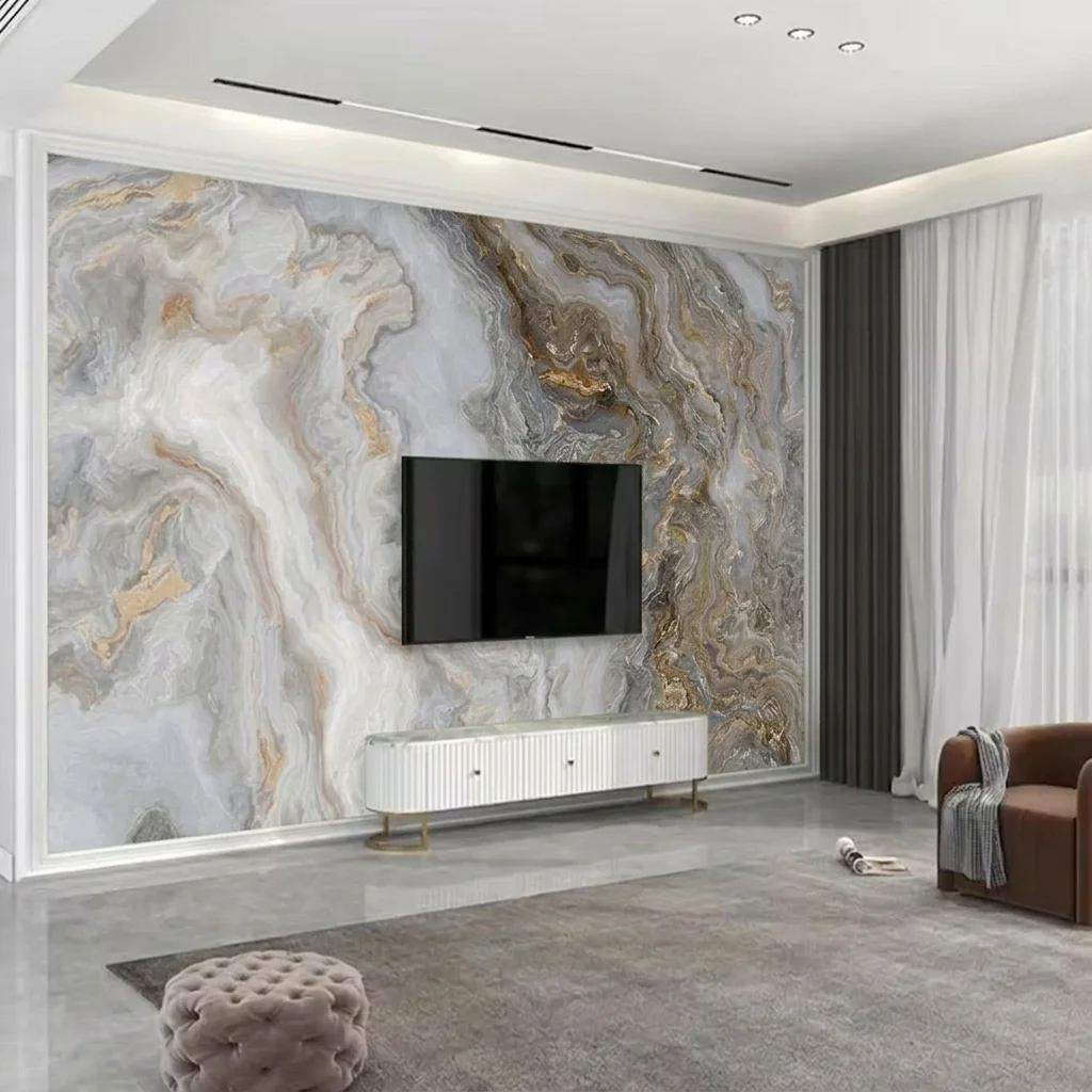 Marble background wall pattern, custom mural, made of removable custom adhesive material suitable for bedroom and living room.