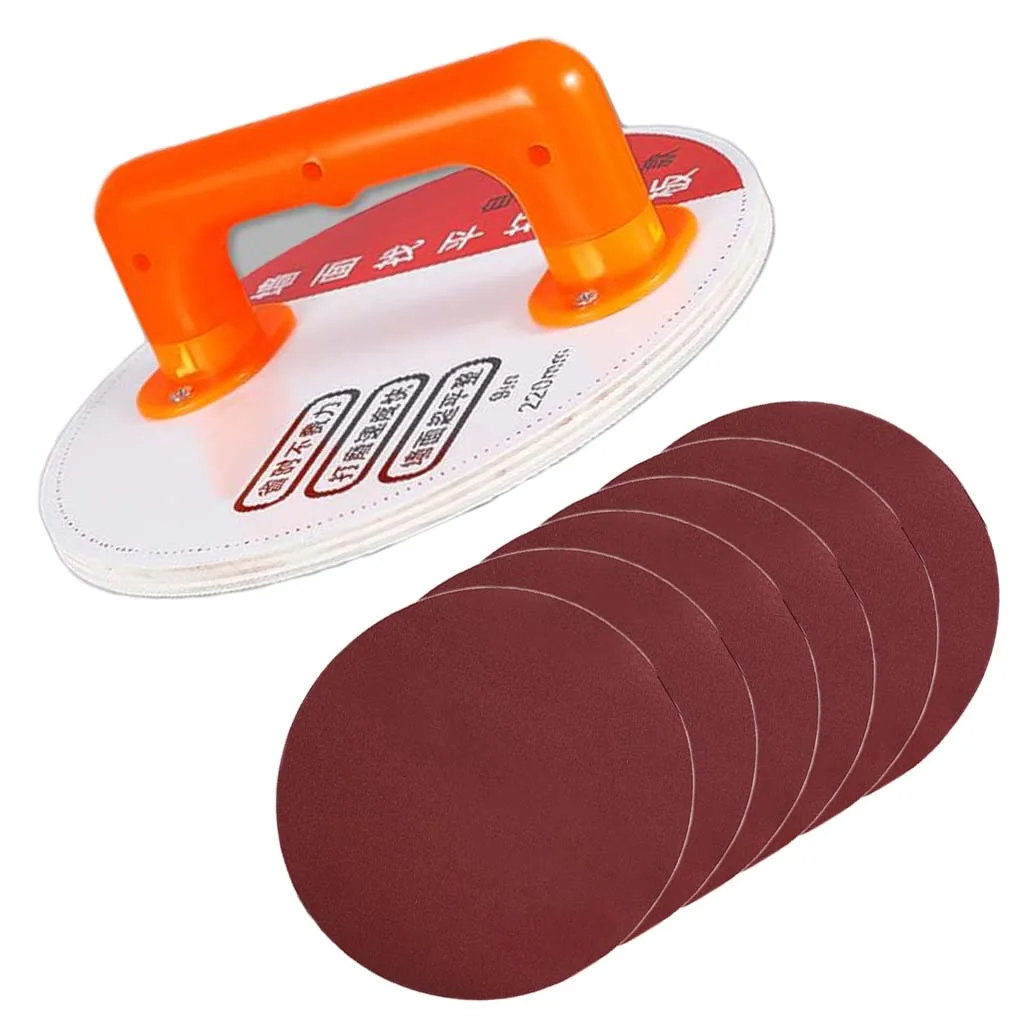 9inch Self-Adhesive Sandpaper Holder Wear-Resistant Non-Slip Sanding Board Round Grinding Panel 180/240/320Grit Sandpaper