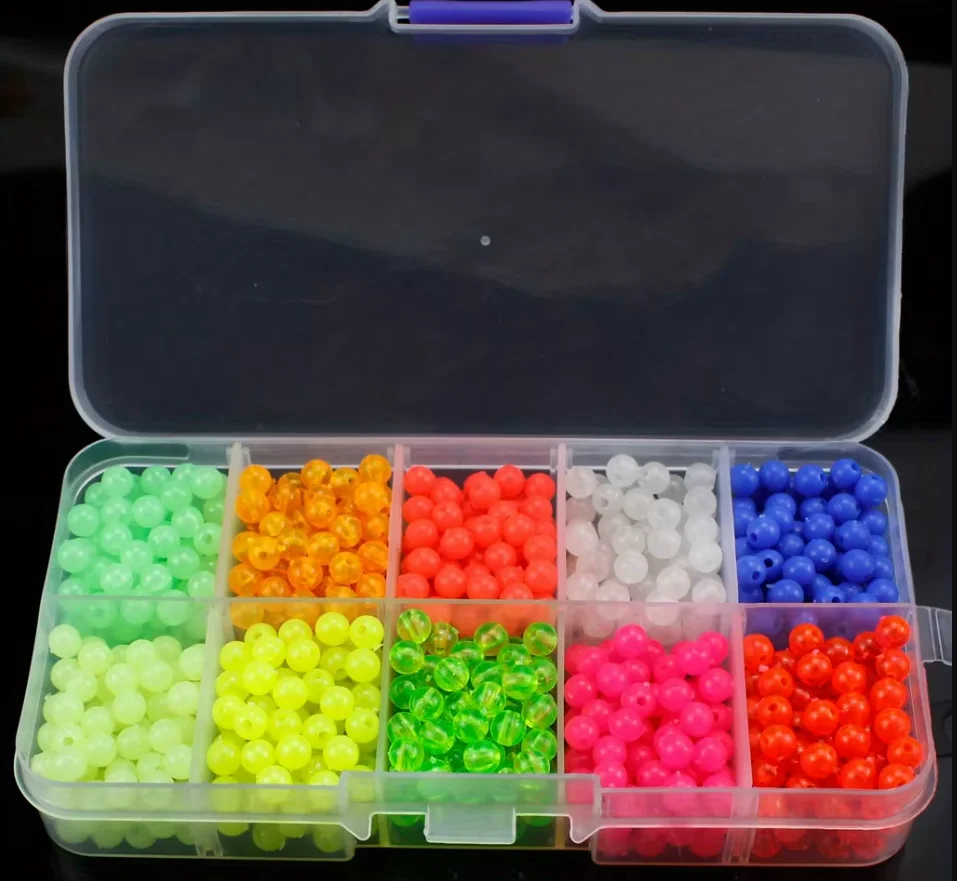 Ackibbik 1000pcs Beads for Fishing Fish Beads Assorted Set Sea Fishing Bead 5mm Float Glow Fish Rig Bead Saltwater