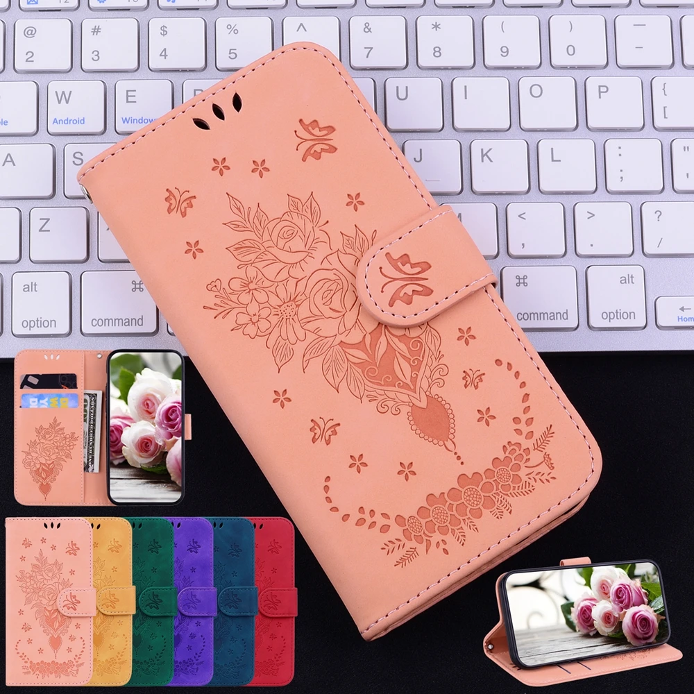 Wallet Leather Case for Xiaomi Redmi Note 11 12 12S 10 9 8 Pro 11S 10S 9S 10T 8T 12C 10C Cases Flower Butterfly Flip Phone Cover