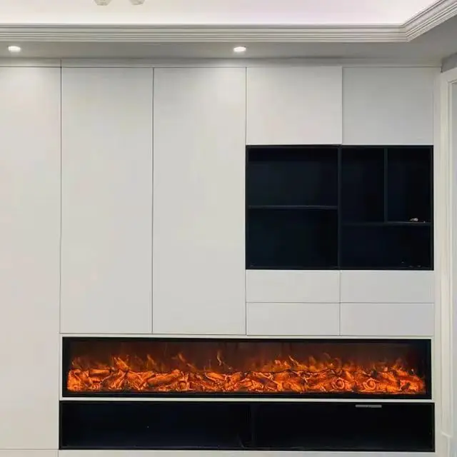 Modern Indoor Decor Electric Fireplace with Remote Control 7 Flame Colors Dimmable Intelligent Electric Fireplace without Base