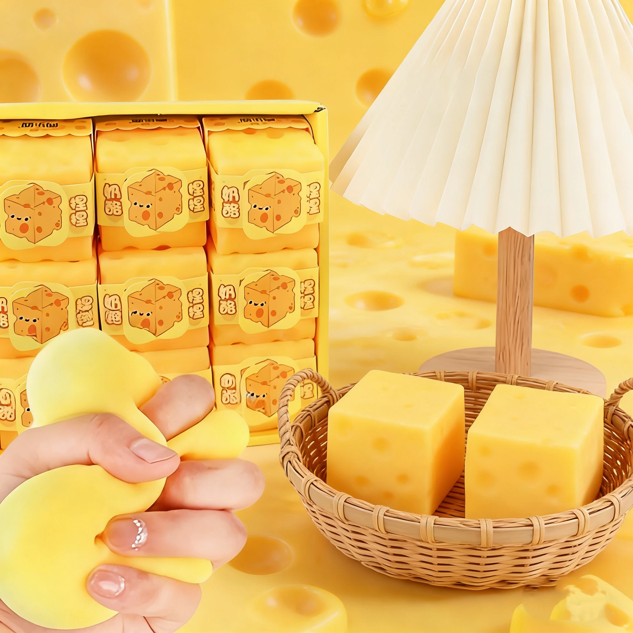 Squishy Simulierte Käsebrötchen Quetschspielzeug Weiches Stressabbau-Spielzeug Langsam Aufsteigendes Sensorisches Fidget-Spielzeug für Angstzustände ADHS Autismus Geschenke für Kinder