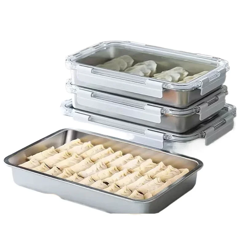 

316 stainless steel special fresh-keeping box for food refrigerator, transparent sealed dumpling dumpling food storage box with