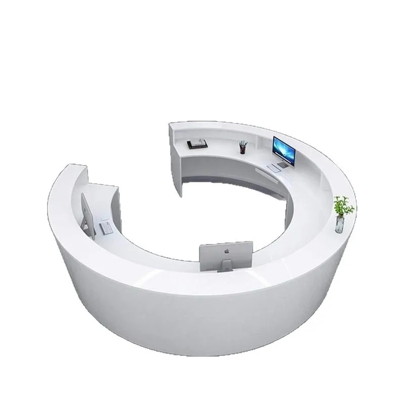 Simple curved bar, beauty salon checkout page, round creative information desk