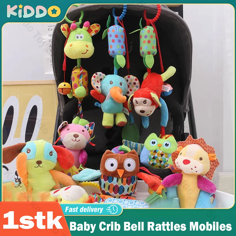 

Baby Crib Bell Rattles Mobiles Cartoon Animal Bell Toy Newborn Baby Rattle Hanging Plush 0-24 Months Teether Toys Christmas Gift