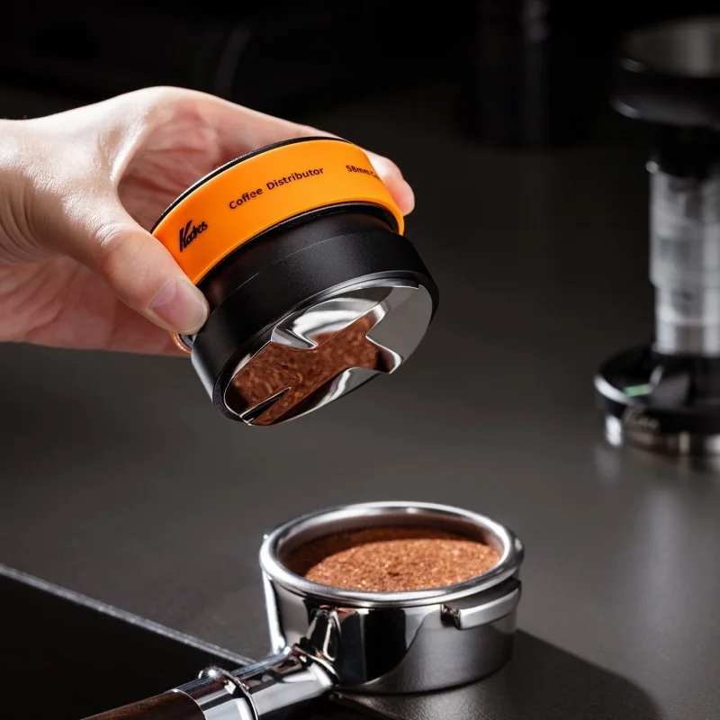 JUSTINLAU Espresso Coffee Distributor Magnetic Levitation 4Blade Self-Gravity No Adjust Distributor Fit 51/53.3/58.3 Portafilter