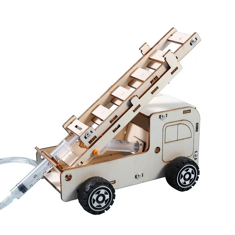 

DIY Handmade Ladder Truck Model Small Production Hydraulic Technology Physical Model Science Toy Kids Experiment Educational Toy
