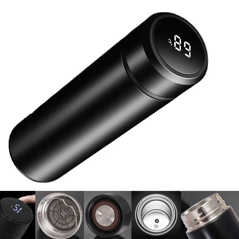 500ml Tea Infuser Thermoses Water Bottle Portable Travel Mug with Smart LCD Touch Screen Keep Hot Or Cold Cafetera