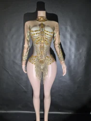New Rhinestones Bodysuit Pole DancePerformance Clothing Party Rave Outfit Clubwear Stretch Drag Queen Costume 7G