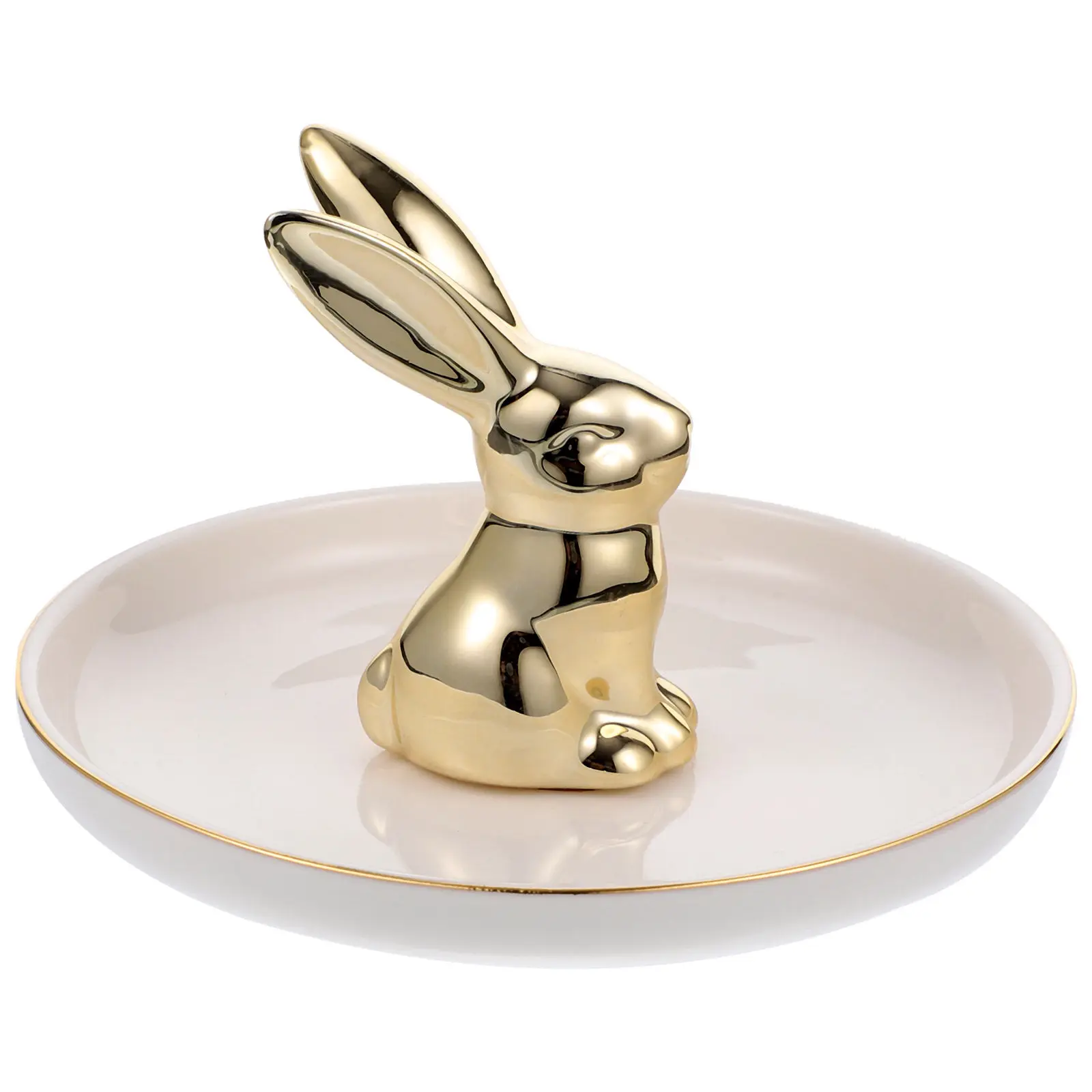 

Rabbit Design Jewelry Tray High Ornamental Creative Storage Plate for Jewelry Home Decor Hotel Party Easter Gift Display