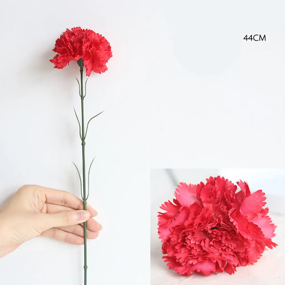 

18Pcs Artificial Carnation Silk Cloth Plastic Flower Bouquet Home Office Decoration Photography Prop Mother's Day Gift 9 White 9