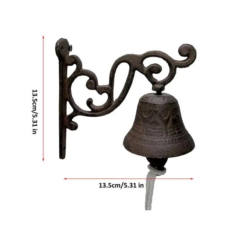 Retro Garden Rustic Bell Vintage Large Cast Iron Wall Mounted Metal Door Bell for Farm Outside Decorative Accent Bells Yard Bell