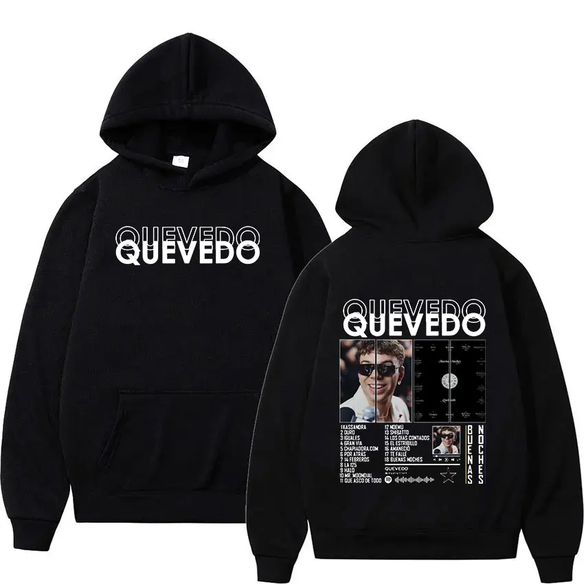 Rapper QUEVEDO Tour 2025 Graphic Hoodie Men Women Hip Hop Fashion Oversized Sweatshirt Y2k Vintage Long Sleeve Hooded Streetwear