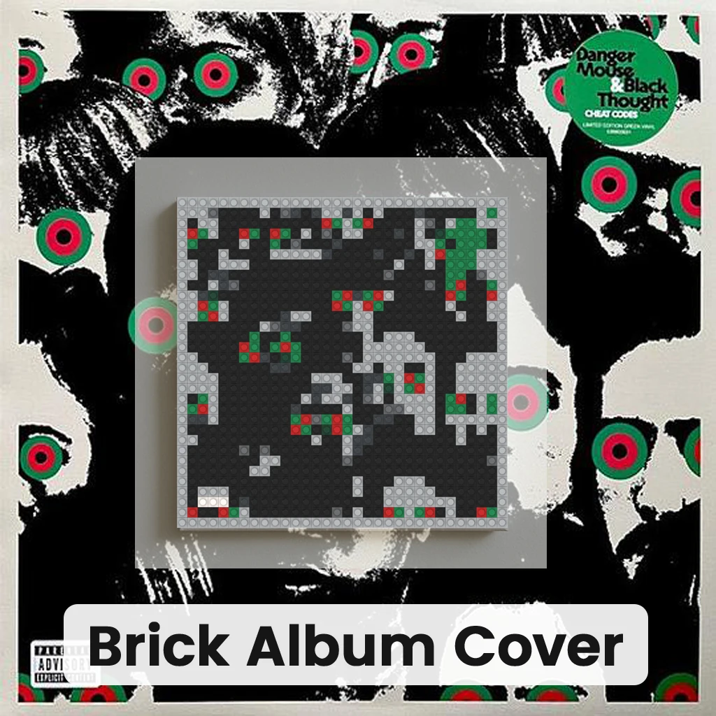 

Danger Mouse & Black Thought Cheat Codes Album Cover Pixel Art Building Blocks Hip Hop Rap Music Fans Home Wall Decor Gift