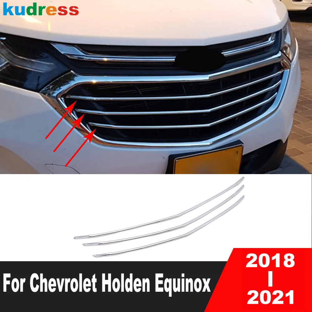 Front Center Grille Grills Cover Trim For Chevrolet Holden Equinox 2018-2020 2021 Chrome Car Racing Molding Strip Accessories