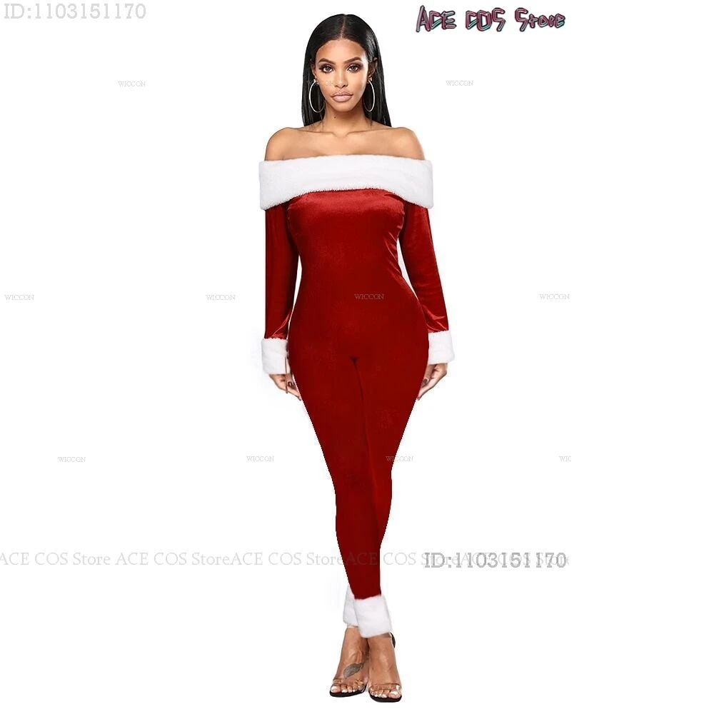 Women Mariah Cosplay All I Want for Christmas Theme Party Red Outfit Costume Jumpsuit Onsie Xmas Funny Roleplay New Year Clothes