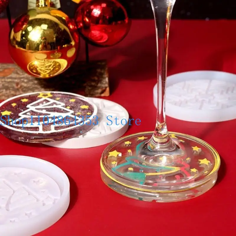 652F Multifunktions-Untersetzer-Harzform, Neuheit, Schneeflocke, Tassenmatte, Silikonform, Weihnachtsbaum-Untersetzer – Detail 4