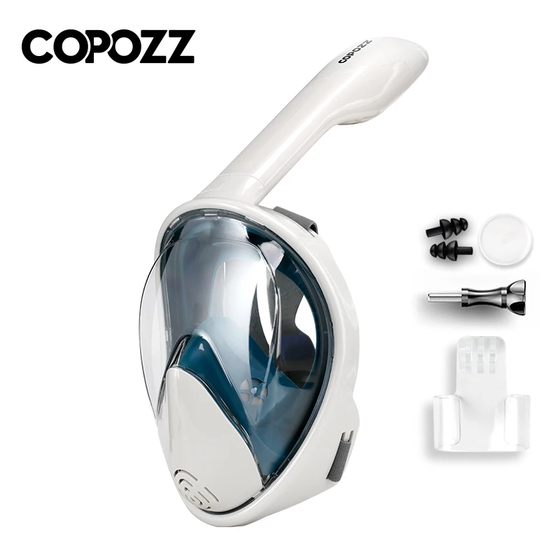 COPOZZ Full Face Scuba Diving Mask Anti Fog Goggles With Camera Mount Underwater Wide View Snorkel Swimming Mask For Adult Youth