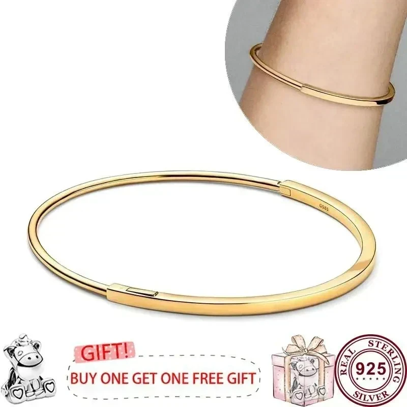 New 100% S925 Silver Signature Series I-d Meteor Women's Open Signature Bracelet Women's Fashion DIY Jewelry aretes