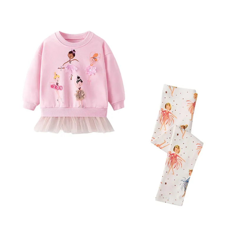Jumping Meters 2-7T Lovely Girls Clothing Sets Kids Suits 2 Pcs Sweatshirts + Leggings Baby Costume Autumn Kids Outfits