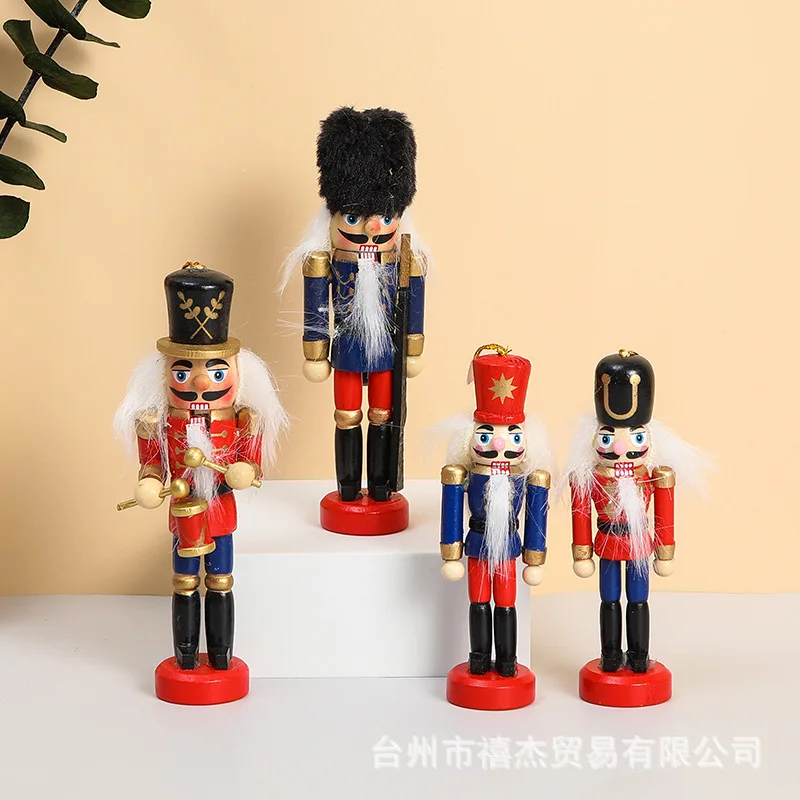 Cartoon white embryo color spot wooden walnut man honor guard clip puppet soldier handicraft ornament wood