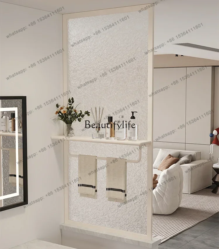D25 Cream Style Half Wall Subareas Screens Stainless Steel Wrought Iron Wet and Dry Area Towel Rack Customized