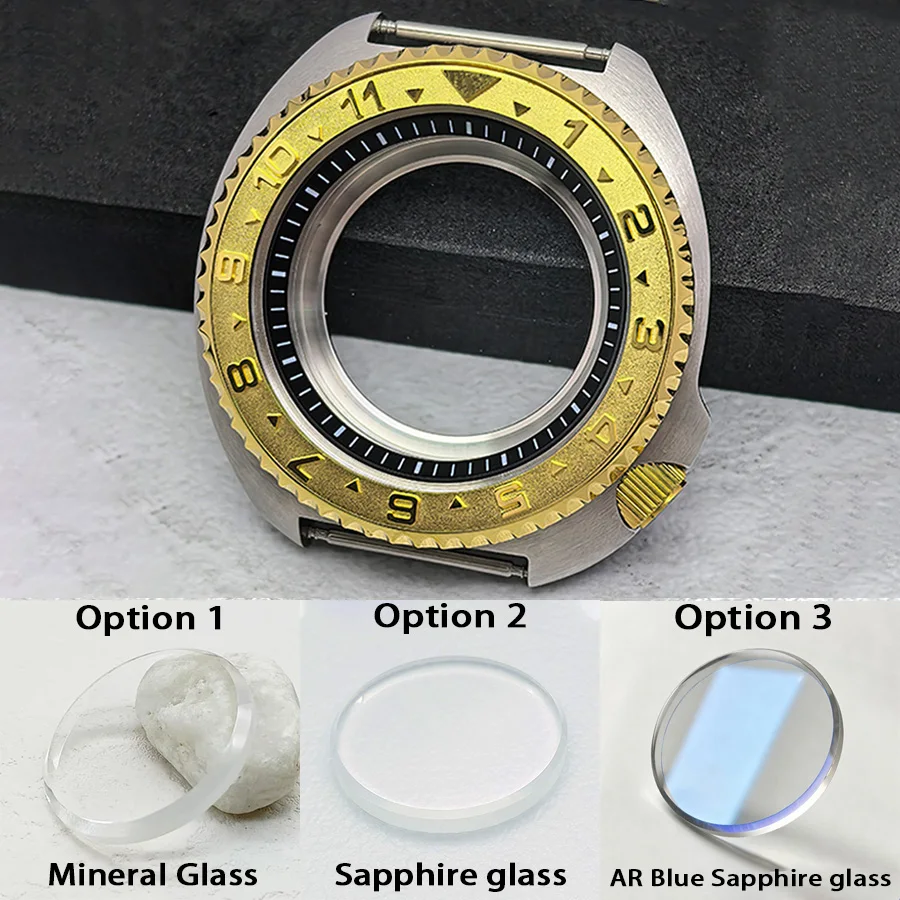 44MM NH35 Case 6105 6309 Turtle Abalone Watch Case Fit for 7S NH35 NH36 4R Movement 28.5mm Dial Sapphire Glass With Steel Bezel