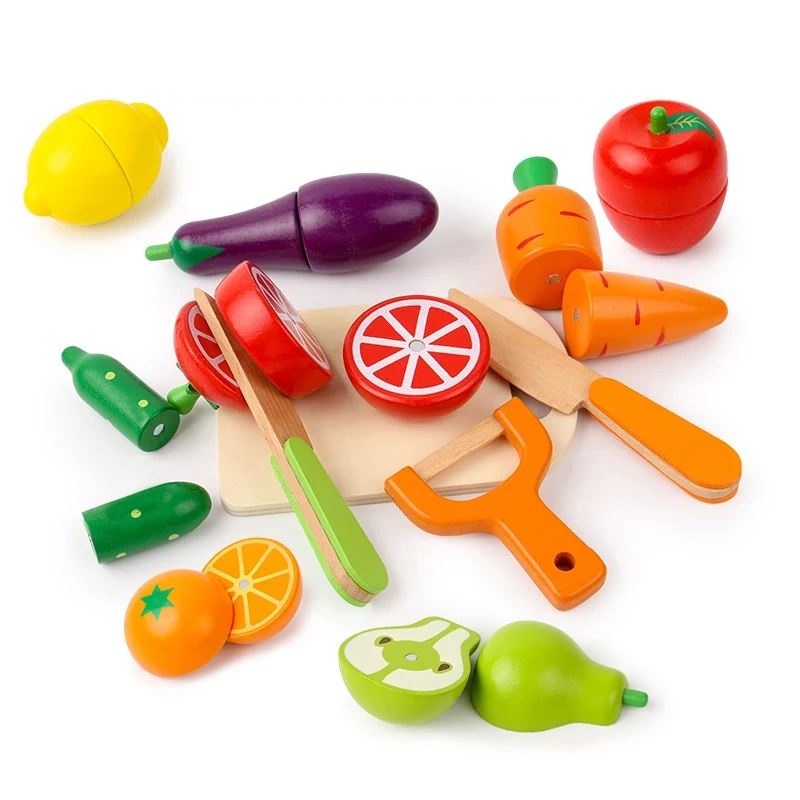 

Montessori Wooden Fruit Vegetable Set Simulation Kitchen Pretend Toys Classic Games Educational for Children Kids Gift Cutting