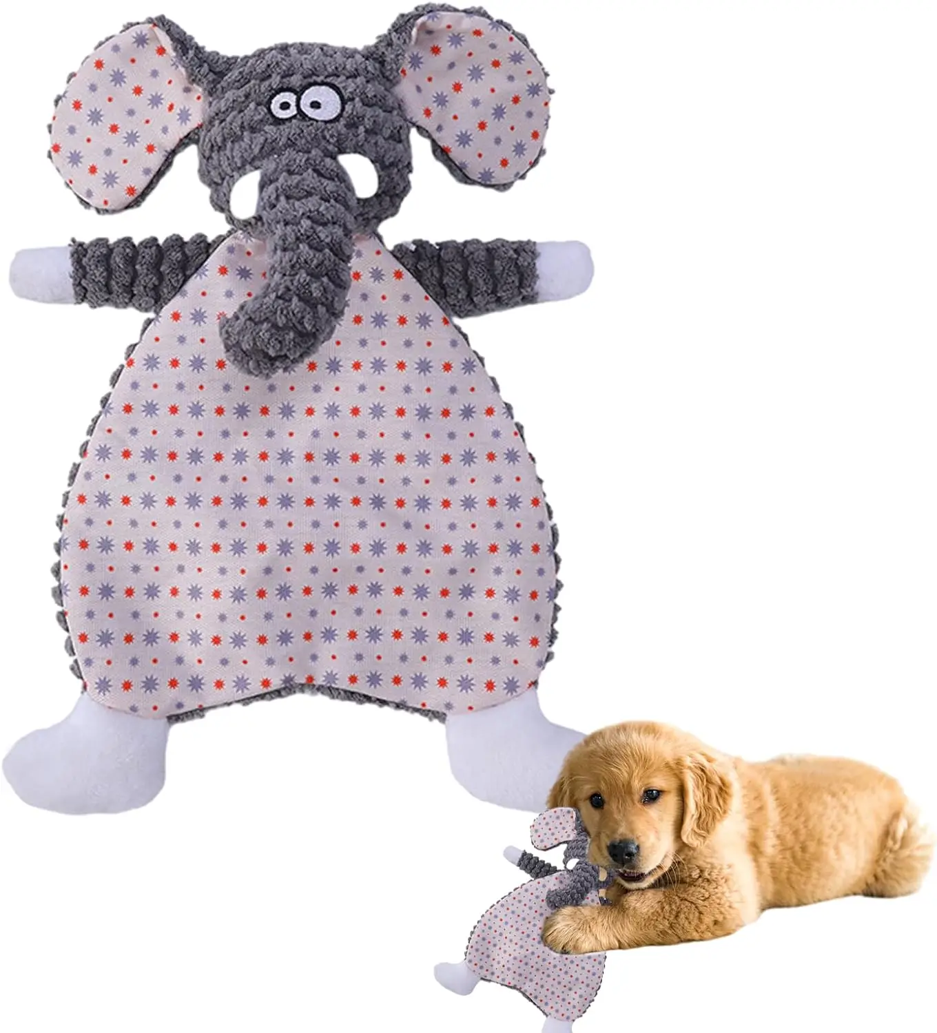 Plush Dog Toy No Stuffing Elephant Squeaky for Teeth Cleaning Interactive Dog Toys for Small Medium Training Dog Accessories